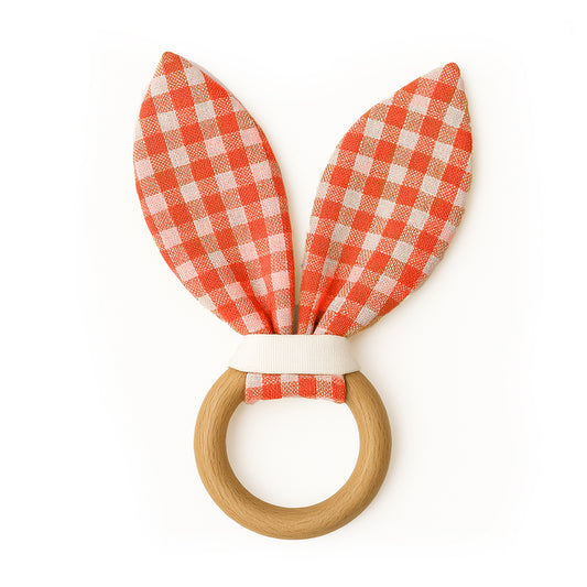 Bebis Bitring – Ekologisk Bomull - Orange - Vit