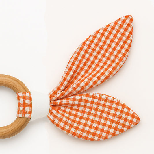Bebis Bitring – Ekologisk Bomull - Orange - Vit